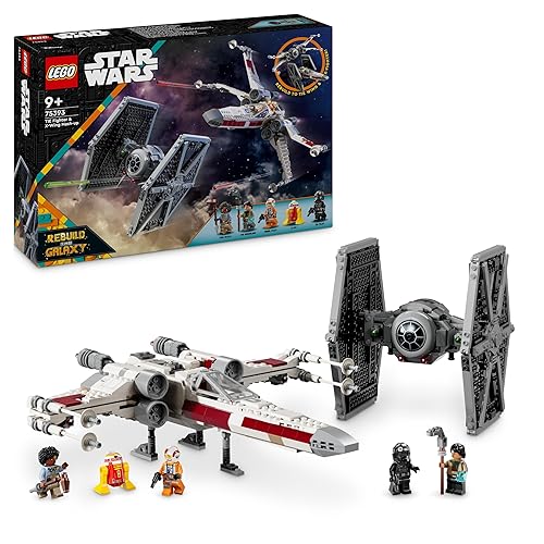 LEGO Star Wars TIE Fighter & X-Wing Mash-up Set, Starfighter Building Toy for 9 Plus Year Old Kids, Vehicles with 4 Minifigures and a Droid Figure, Creative Gift for Boys, Girls and Fans 75393