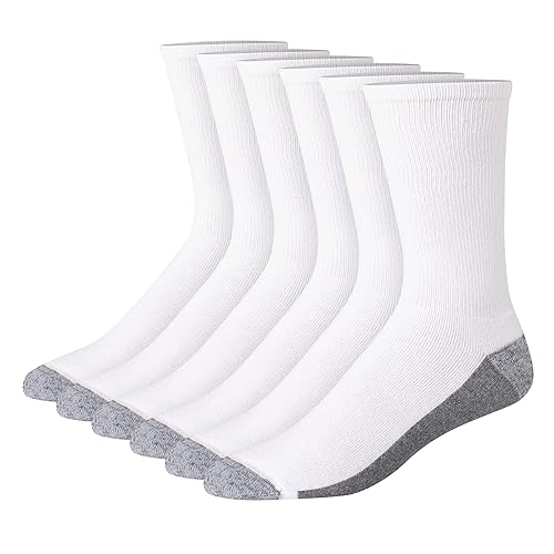 Hanes mens Max Cushioned Crew SocksMax Cushion Crew - 6-12 - White/Grey Foot Bottom