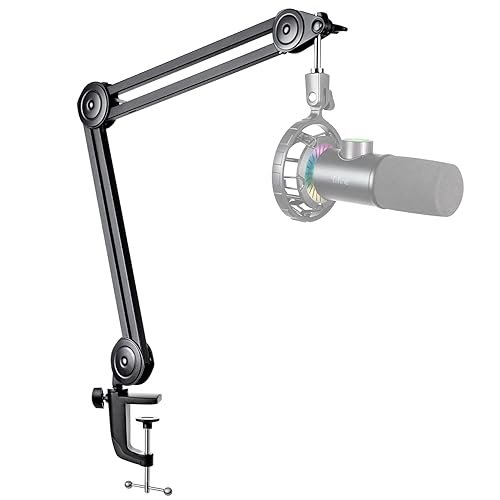 FIFINE Microphone Arm Stand-Heavy Duty Boom Arm, Suspension Scissor Adjustable Mic Stand with Desk Mount, 5/8" Screw, Cable Ties, for Recording Gaming Streaming Podcasting-BM63 - Black