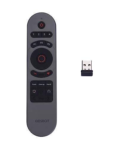 OBSBOT Tiny 2 Remote Control, Smart Remote for Tiny 2/Tiny 4K/1080P Webcam, Wireless Connection via USB Receiver, Combination of Remote Control and Presentation Clicker