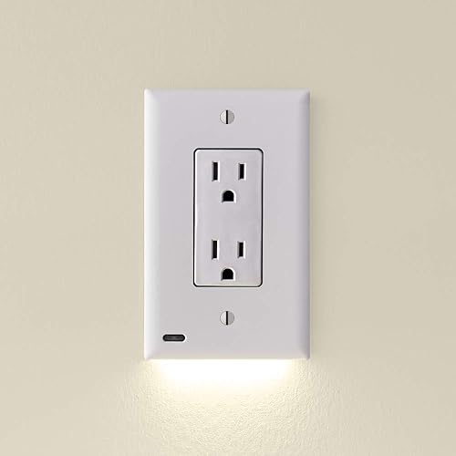 5 Pack - SnapPower GuideLight 2 for Outlets [for Standard Decor, Not GFCI outlets] - Night Light - Electrical Outlet Wall Plate with LED Night Lights - Automatic On/Off Sensor - (Décor, White) - Décor - White