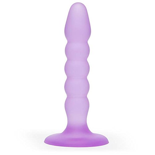 Lovehoney Anal Dildo - 5 Inch Suction Cup Dildo - Flexible Ribbed Anal Toy - Waterproof - Purple