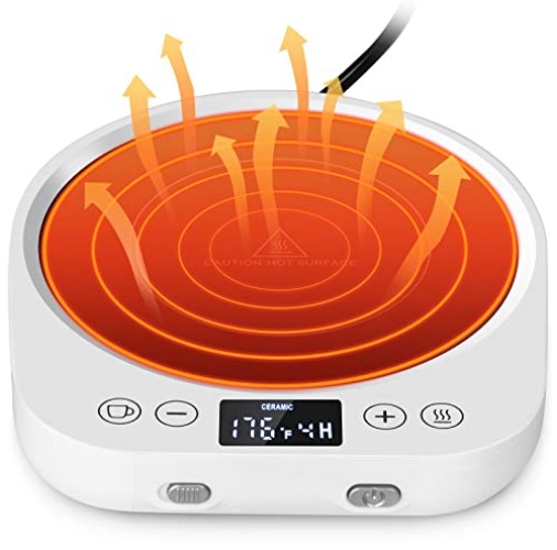 PUSEE Candle Mug Warmer Electric,Auto On/Off Gravity-Induction Coffee Mug Warmer with 9 Temp Settings,1-9 Timer Candle Melter Warmer Beverage Coffee Warmer Practical Portable Warmer for Home & Office - White