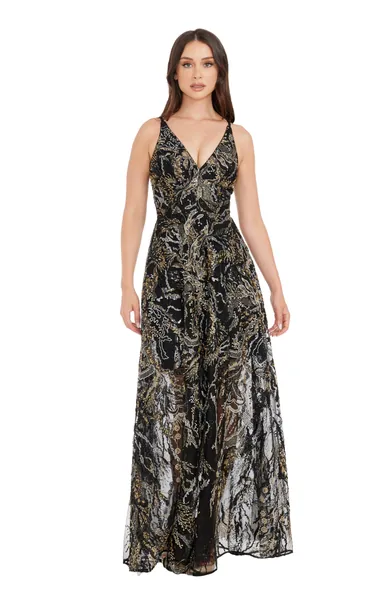 Dress the Population Women's Ariyah Fit and Flare Maxi Dress