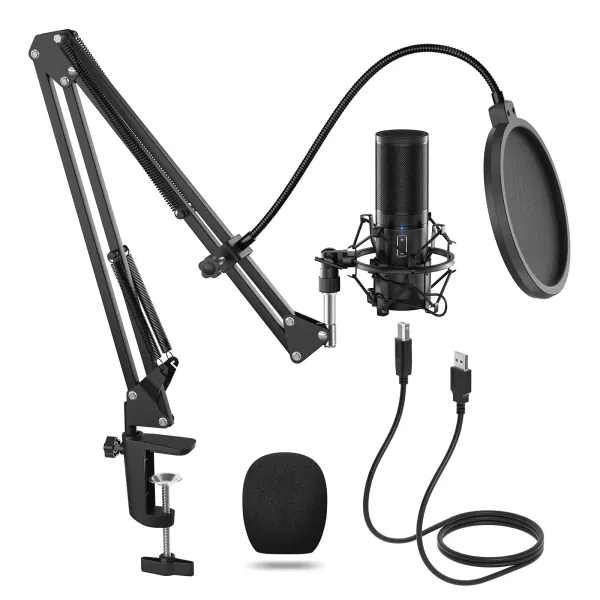 TONOR Microphone à Condensateur USB Enregistrement pour Ordinateur de Bureau et Ordinateur Portable Mac Windows Microphone Cardioïde pour Enregistrement Studio Conversation Youtube Voix-Off