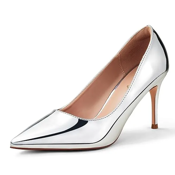 Elisabet Tang Classic Point Pull-on Heeled Wedding Pumps Patent Leather Closed Toe Stiletto Dress Heels for Prom 3 inch Comfortable