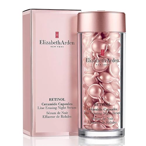 Elizabeth Arden Retinol Ceramide Capsules Line Erasing Night Serum, 60-Piece, Anti-Aging Skincare for Smoothing Fine Lines & Wrinkles, for Night - 60 Capsules