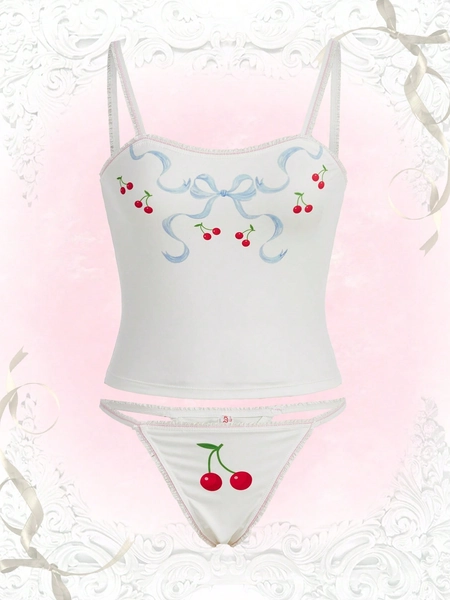 Sweetness Cherry Print Lingerie Set