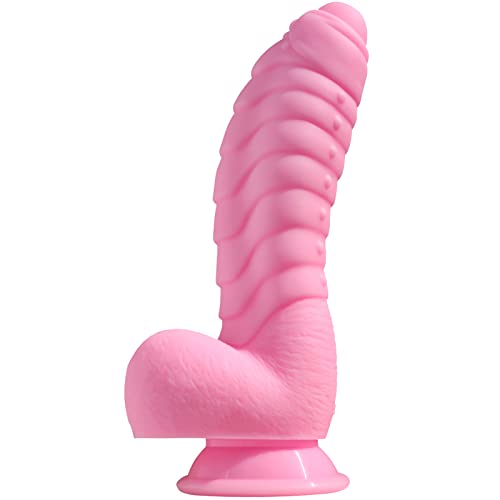 8.5Inch Realistic Dildo Soft Liquid Silicone Material No Any Smell Adult Sex Toys Thick Penis Strong Suction Cup for Hand-Free(Pink) - Pink - 8.5 Inch