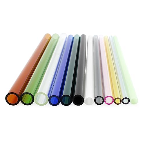 Cornucopia Colored Borosilicate Glass Tubes (12-Piece Set, Assorted Colors and Sizes); Boro Tubing for Glass Making and DIY