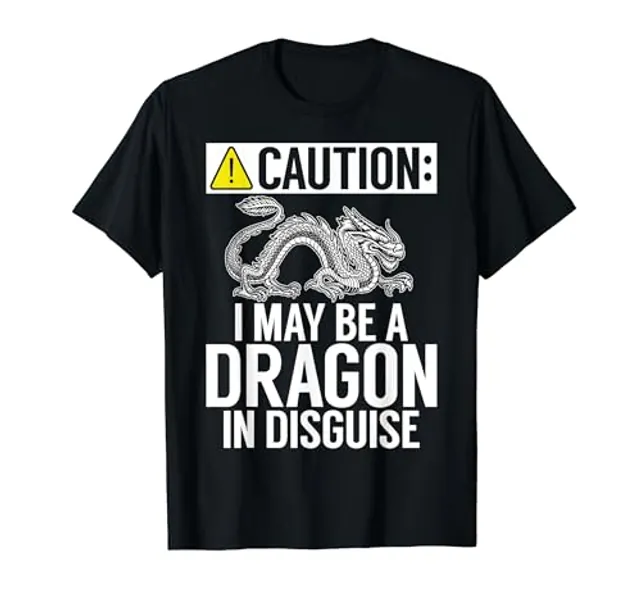 Caution i may be a Dragon in Disguise Dragon T-Shirt - Youth - Royal Blue - Large