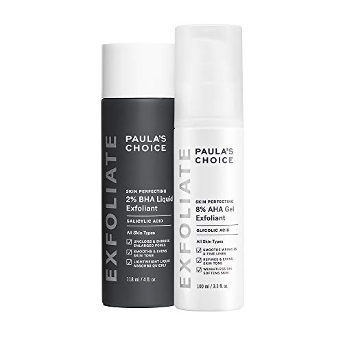 Paula's Choice SKIN PERFECTING 8% AHA Gel Exfoliant & 2% BHA Liquid Duo - Facial Exfoliants for Blackheads, Enlarged Pores, Wrinkles, and Fine Lines w/Glycolic and Salicylic Acid - 3.65 Fl Oz (Pack of 2)