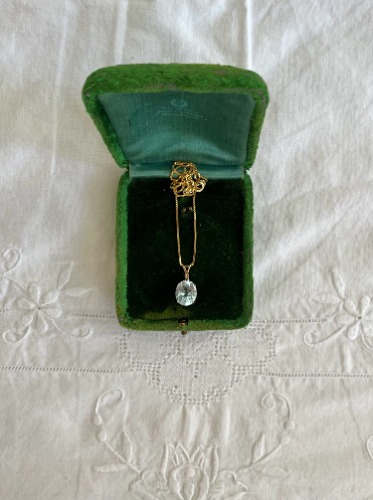 Vintage 14k Aquamarine and Diamond Pendant Necklace — Lucia Zolea