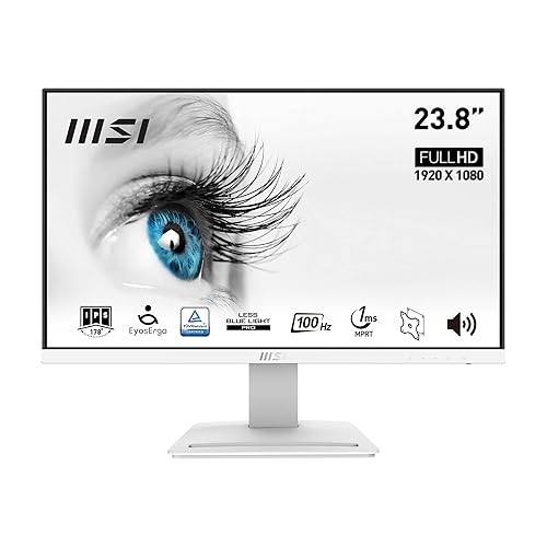 MSI Pro MP243XW Écran Bureautique 23.8" Full HD - Dalle IPS 1920x1080, 100Hz, Confort Oculaire, Montage VESA, Haut-Parleurs Intégrés, Display Kit - HDMI 1.4b, DisplayPort 1.2a - 24'' / FHD / Blanc - 100Hz / IPS - HDMI / DP