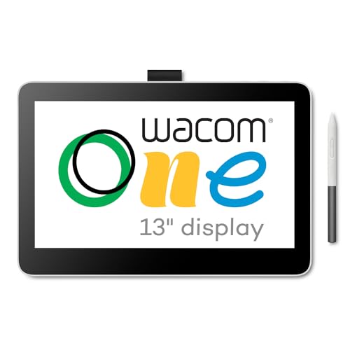 Wacom One 13 Touch Drawing Tablet with Screen (2023), Full-Laminated 13.3” HD Touchscreen Graphics Monitor; Works with Mac, PC & Chromebook for Drawing, Photo/Video Editing, Design, & Education - Display 13"
