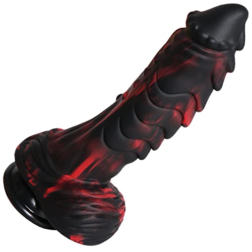 Anal Dildo Monster Fantasy Dragon Animal Dildo, 9 Inch Big Black Thick Dildo Silicone Realistic Dildo Suction Cup Dildo Fake Penis Cock for Women Men Beginner Pleasure