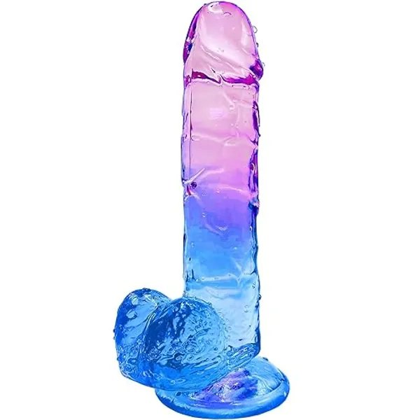 Small Realistic Clear 6.5 inch Cute Purple-Blue Dildo,Adult Sex Toy with Suction Cup Dildo, Suitable for Beginner Women/Men/Gay with Thin and Slim Poke, can be Use for G-spot and Anal - 6.5 Inch