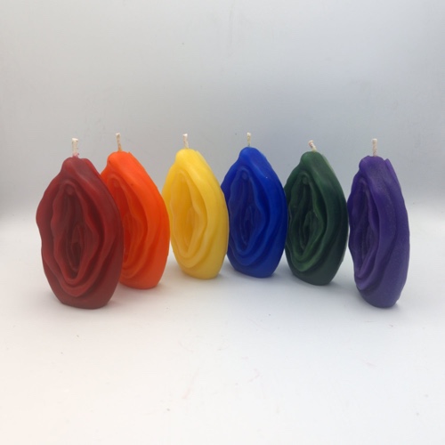 Fiery Vulvas - Wax Play Vulva Candle - Vagina Candle - Cunt Candle - Original / Rainbow Set - 6pc Vulvas