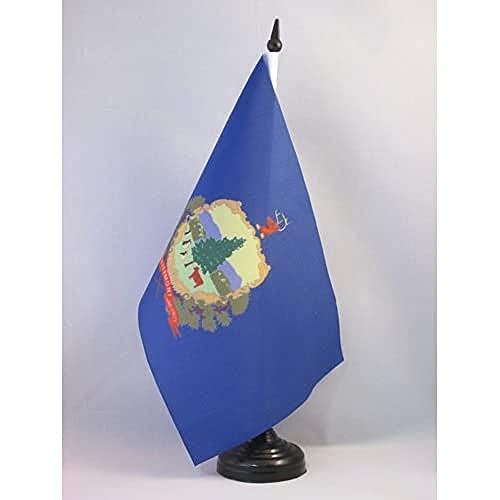 Vermont Table Flag 5'' x 8'' - US state of Vermont Desk Flag 21 x 14 cm - Black plastic stick and base - AZ FLAG - Vermont - 21x14 cm