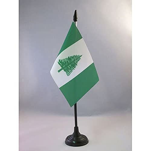 Norfolk Island Table Flag 4'' x 6'' - Norfolk Islander - English Desk Flag 15 x 10 cm - Black plastic stick and base - AZ FLAG