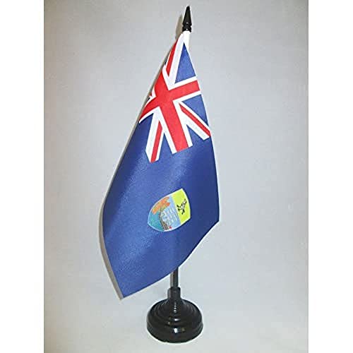 Saint Helena Table Flag 5'' x 8'' - Saint Helenian Desk Flag 21 x 14 cm - Black plastic stick and base - AZ FLAG - Saint Helena - 21x14 cm