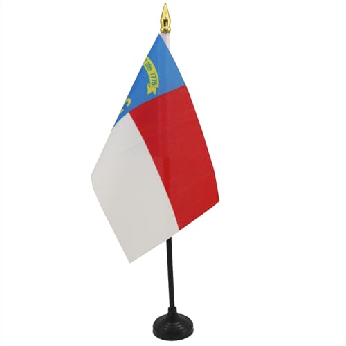 North Carolina Table Flag 4'' x 6'' - US state of Caroline du Nord Desk Flag 15 x 10 cm - golden spear top - AZ FLAG