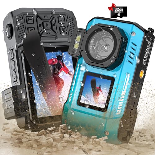 tupsio 8K UHD 70MP Digital Camera with 32GB Card Rugged Waterproof Dustproof Shockproof Dual-Screen Selfie 33FT Underwater Camera for Snorkeling Autofocus Point and Shoot Digital Camera - Blue