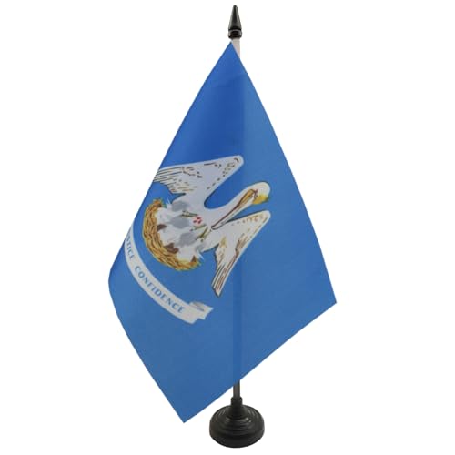 Louisiana Table Flag 5'' x 8'' - US state of Louisiane Desk Flag 21 x 14 cm - Black plastic stick and base - AZ FLAG - Louisiana - 21x14 cm