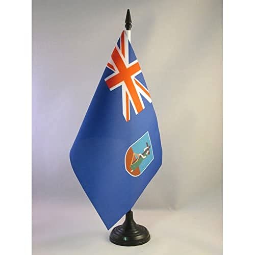 Montserrat Table Flag 5'' x 8'' - Montserratian - English Desk Flag 21 x 14 cm - Black plastic stick and base - AZ FLAG - Montserrat - 21x14 cm