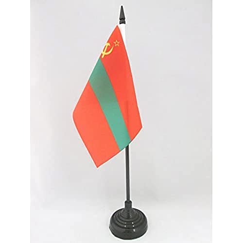 Transnistria Table Flag 4'' x 6'' - Trans-Dniestr - Transdniestria Desk Flag 15 x 10 cm - Black plastic stick and base - AZ FLAG