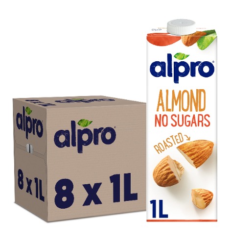 Alpro Almond No Sugars Plant-Based Long Life Drink, Vegan & Dairy Free, 1L (Pack of 8)