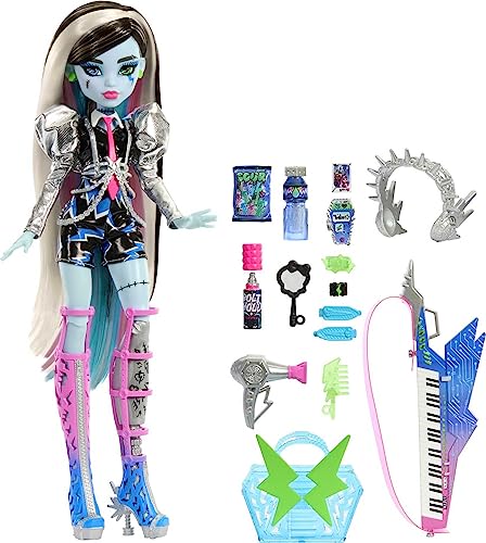 Monster High Doll, Amped Up Frankie Stein Rockstar with Instrument and Performance-Themed Accessories Like Headphones (Amazon Exclusive)