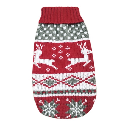 Dach Everywhere™ Cute Pullover Winter Dog Sweater - Red Two Deers / 8