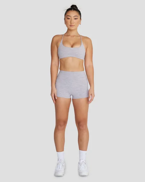 Marl Scrunch Shorts 2" | Light Grey Marl | M