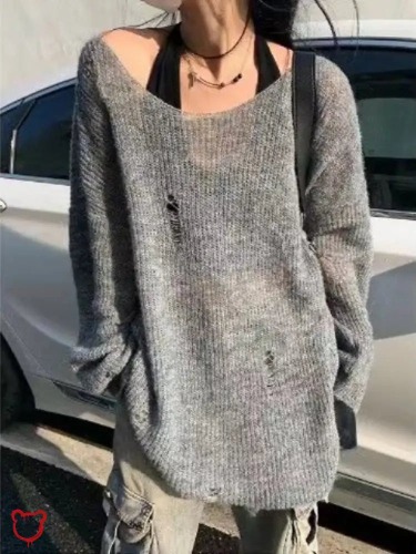 Grey Grunge Sweater - Gray / M