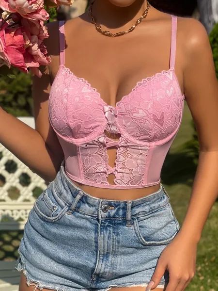 Contrast Lace Crop Cami Top