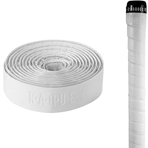 Raquex Cushion Hockey Stick Grip - Super-Grippy PU Material Hockey Grip, Over 2m Long, Soft and Absorbent, Minimises Vibrations. Self-Adhesive Backing, Extra-Long Length - White - 1 Grip