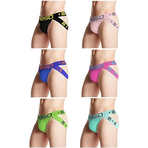 Herren Jockstrap Sexy Unterwäsche String Tanga für Herren Männer Slips Hot Thong Baumwolle Low-Rise G-Strings Sport Jock Strap Unterhosen - L - Mehrfarbig(6er Pack)