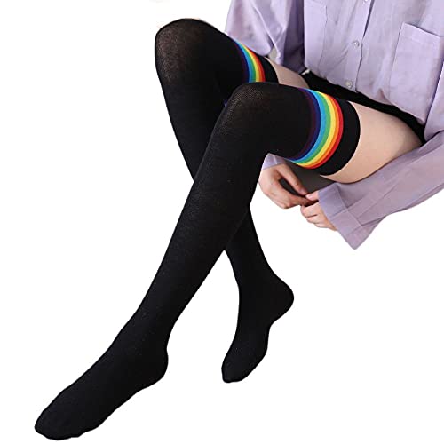 Rainbow Striped Overknee Tube Socks