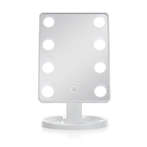 MyLadyMagic Lighted Makeup Mirror Vanity Mirror with 8pcs big bulb lights(White) - White