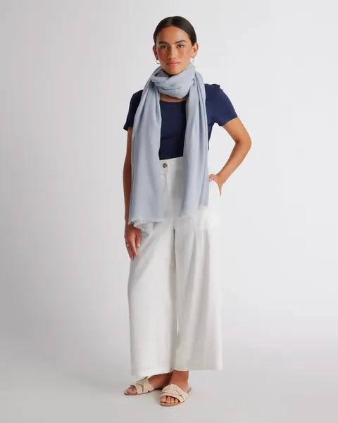 Featherweight Cashmere Silk Frayed Edge Scarf 