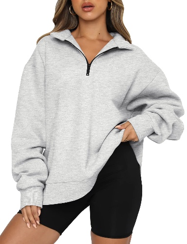Trendy Queen Womens Oversized Half Zip Pullover Long Sleeve Sweatshirt Quarter Zip Hoodie Sweater Teen Girls Fall Y2K Clothes