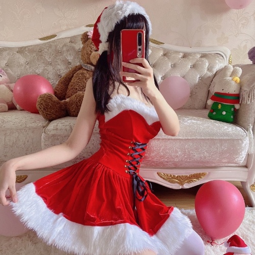 Festive Attire for Santa's Beloved - Dress & Hat Only / S