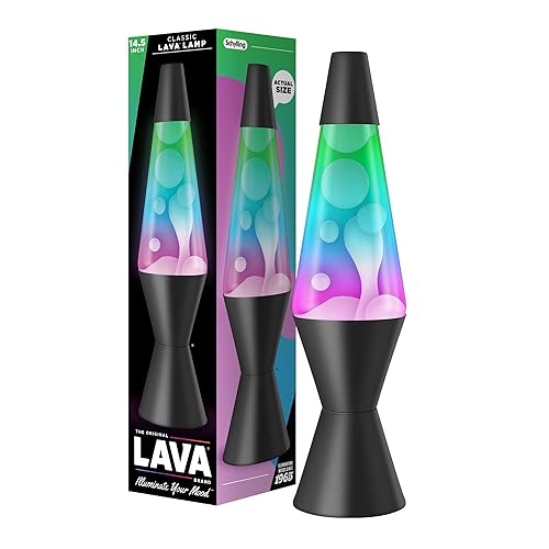LAVA® Lamp - 14.5" Gunmetal Grey - The Original Motion Light - Tri-Colored Green/Blue/Purple - Item #2098 (Amazon Exclusive)