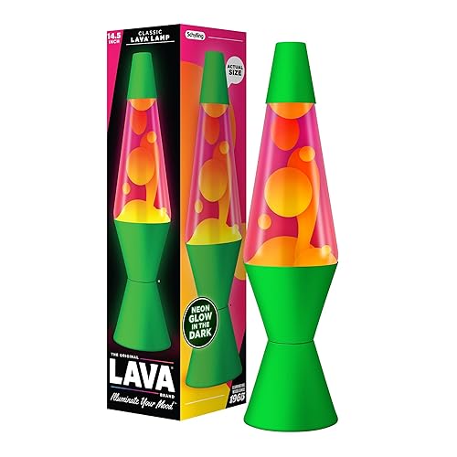 LAVA® Lamp - 14.5" Neon Green - The Original Motion Light - Orange and Pink Liquid - Item #2096 (Amazon Exclusive) - Neon Green