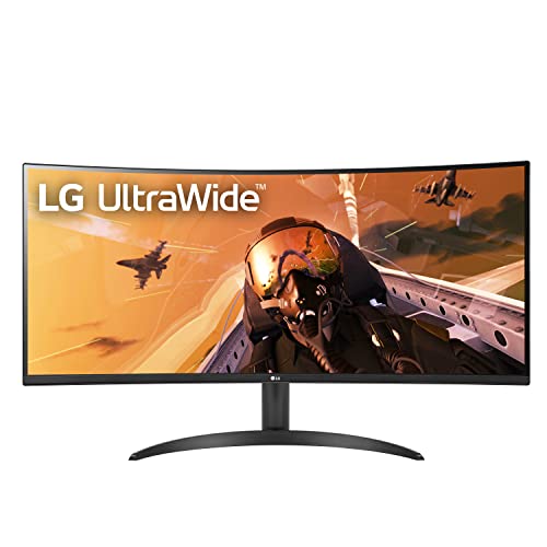 LG 34WP60C-B 34-Inch 21:9 Curved UltraWide QHD (3440x1440) VA Display with sRGB 99% Color Gamut and HDR 10, AMD FreeSync Premium and 3-Side Virtually Borderless Screen Curved QHD Tilt,Black - Tilt Stand