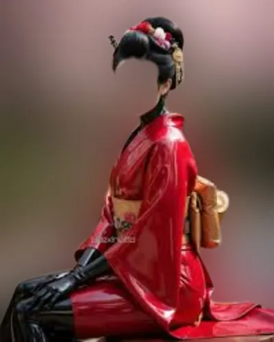 Geisha cosplay in latex
