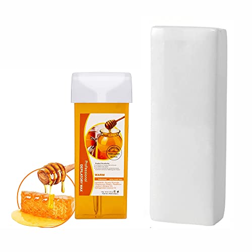 Nynelly Honey Roll On Wax Kit, Hair Removal Wax Cartridge for Women-Men, Depilatory Wax Roller Refill for legs and arms, Home self waxing,20 Wax Strips for Hair Removal (2 Piece Set) - D