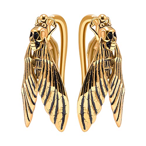 PUNKYOUTH 1 Pair Gothic Ear Weight Hanger For Stretched Ears Heavy Punk Vintage Skeleton Dangle Gauge For Ears Plugs Tunnels For Women Men Gauge 6g 4g 0g 9/16" 5/8" - 6g-4mm #1 Silver