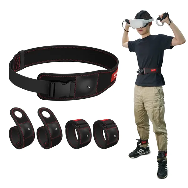 KIWI design Tracker Straps and Belt for Full Body Tracking VR, Compatible with Quest 2 and SteamVR, Upgraded Palm/Foot Trackerstrap Accessory Fit HTC Vive Tracker (Trackers NOT Included)